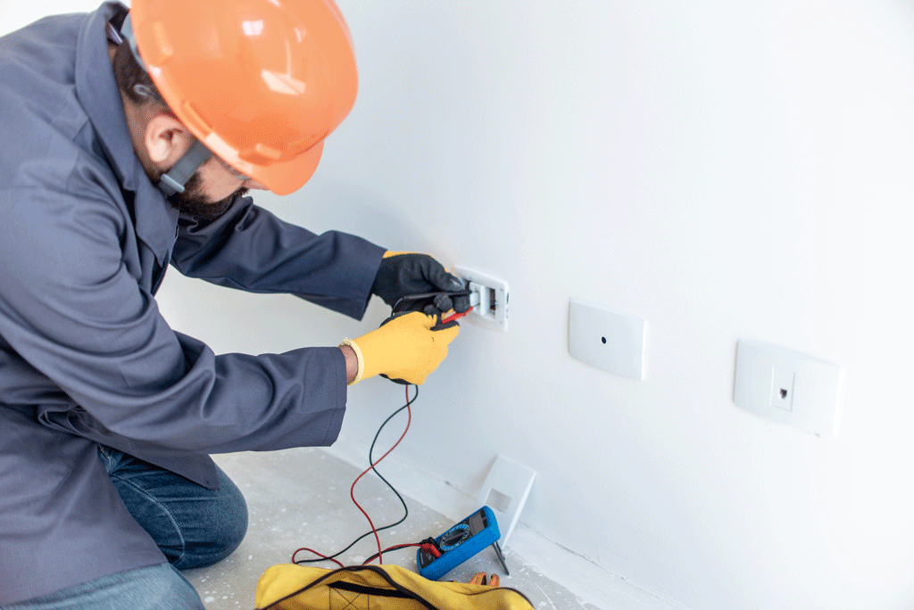 electrician testing voltage on outlet | emergency electrician wilmington nc