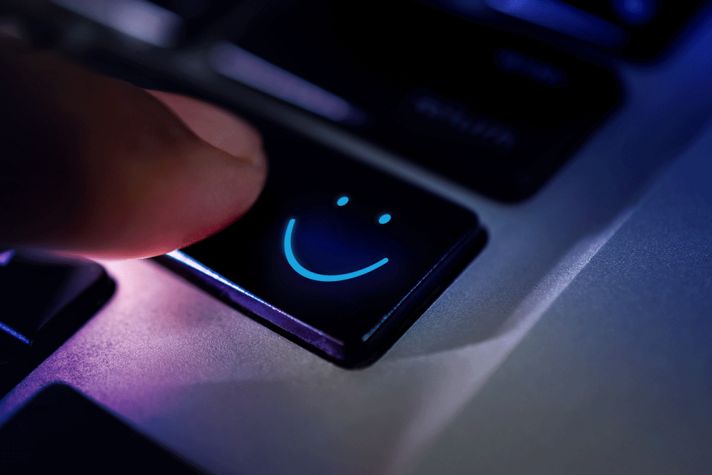 person hitting the enter key with a smiley face on it outdoor lighting electrician wilmington nc