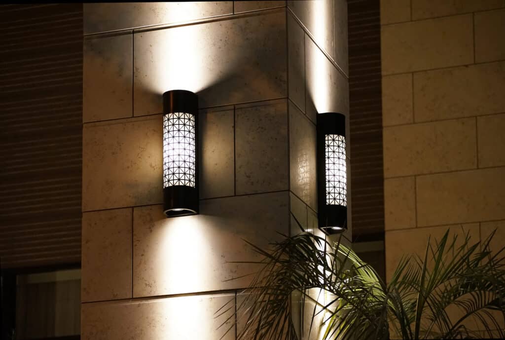 Night view of the best outdoor pillar lighting.