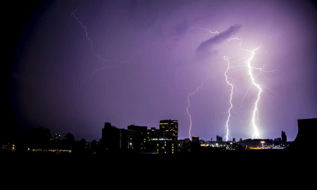 Lightning safety alert for an electrical storm.