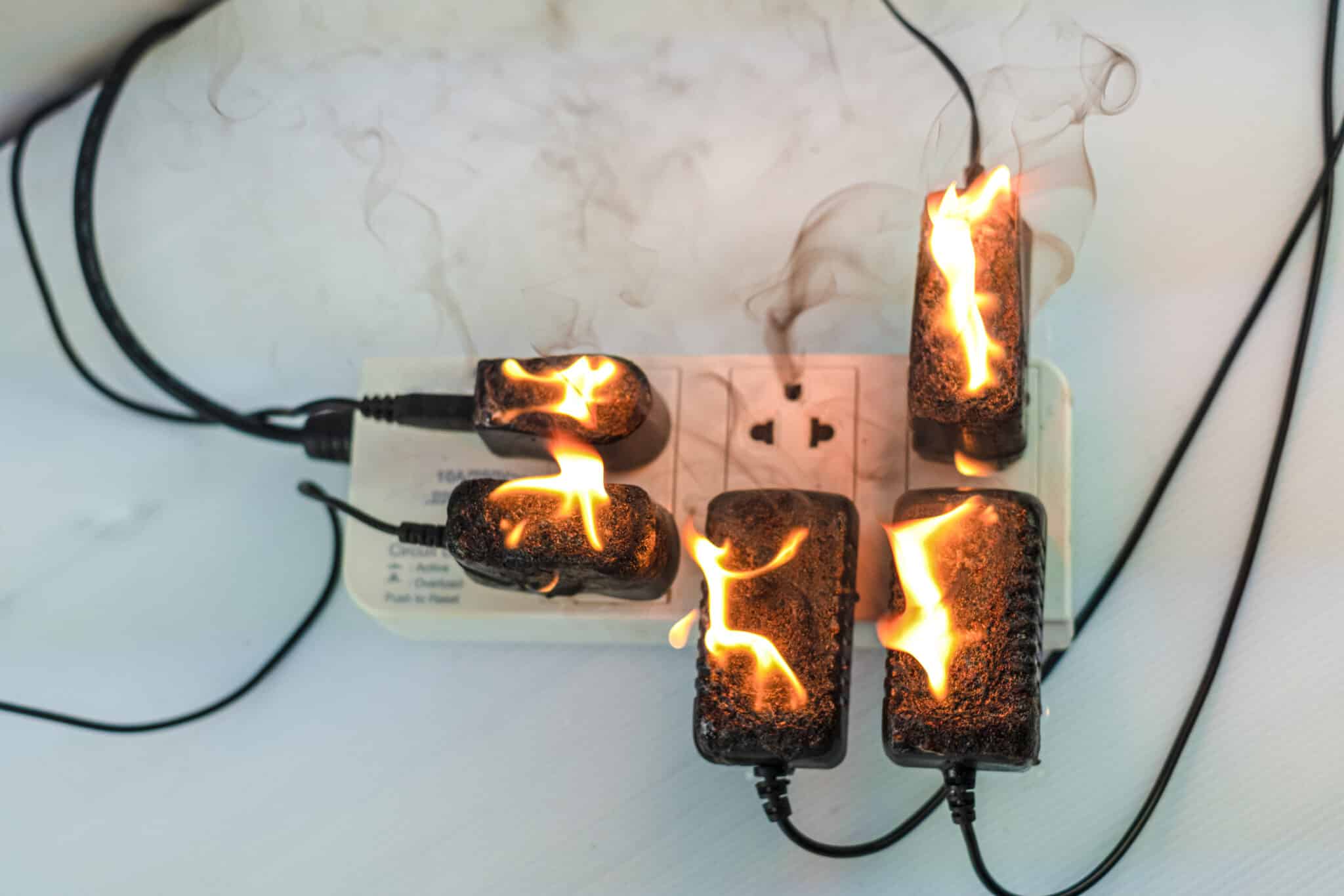 On fire adapter causes electrical overloads.
