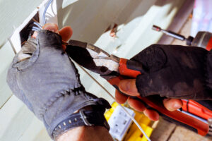 Electrician contractor connects installs electrical outlets, Electrical Outlet Installation.